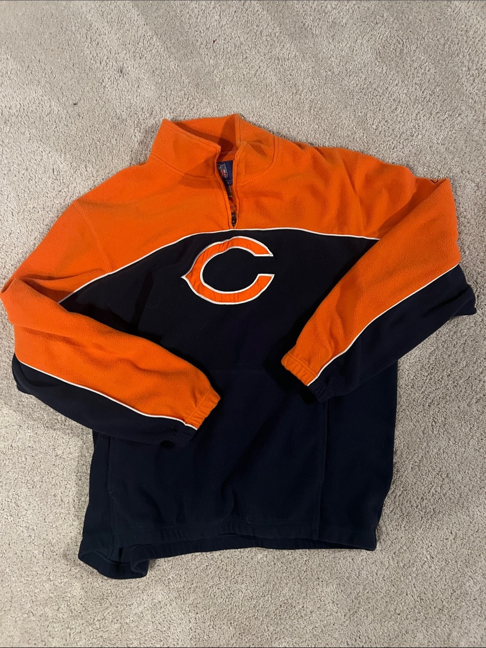 Reebok Men’s Orange and Navy Half-Zip Pullover with Team Logo